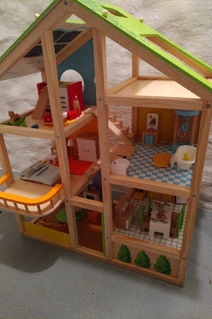 All Seasons Kids Wooden Dollhouse by Hape | Award Winning 3 Story Dolls House Toy with Furniture, Accessories, Movable Stairs and Reversible Season Theme L: 23.6, W: 11.8, H: 28.9 inch customer photo 2