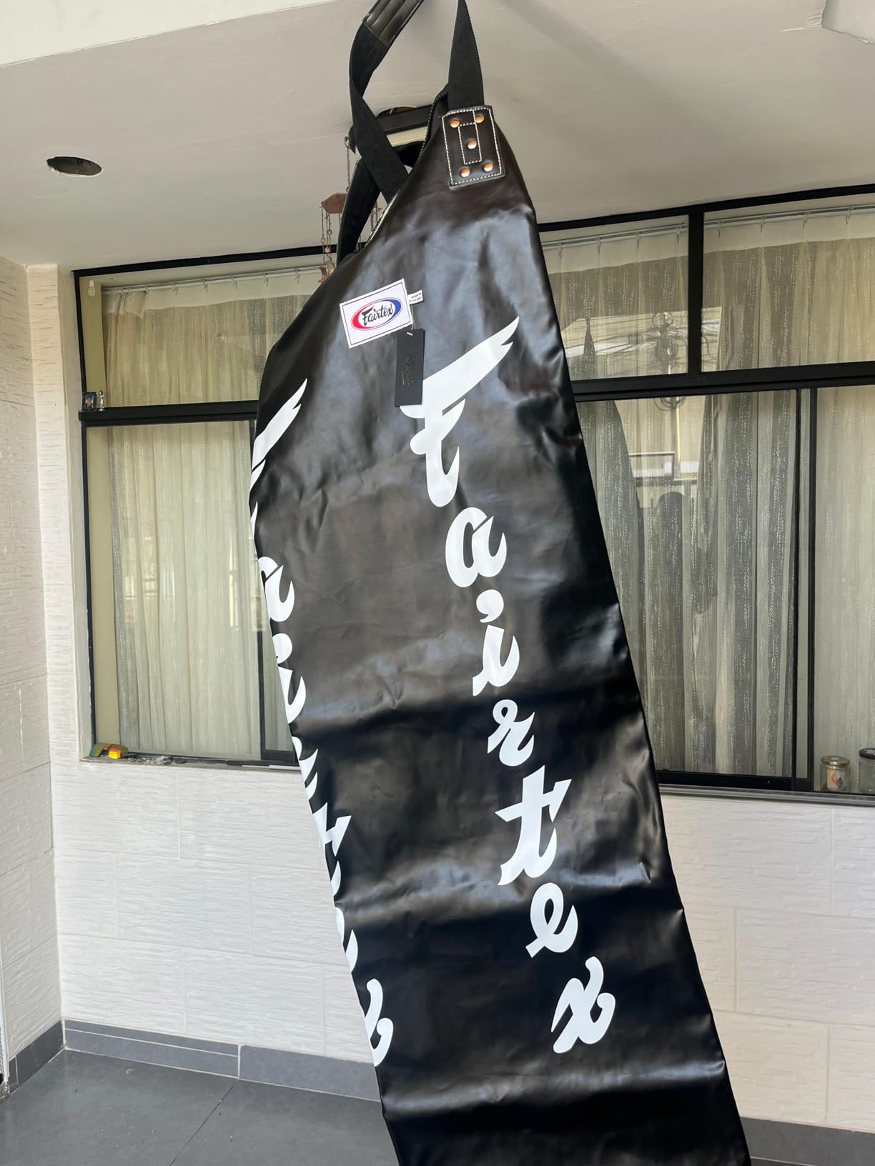 Fairtex HB6 Banana Heavy Bag, Muay Thai MMA Kickboxing Boxing Punching Bag | Full-length synthetic hide with non-tear lining. Extended cylinder absorbs low calf sweeps, front pushes, and knees customer photo 2