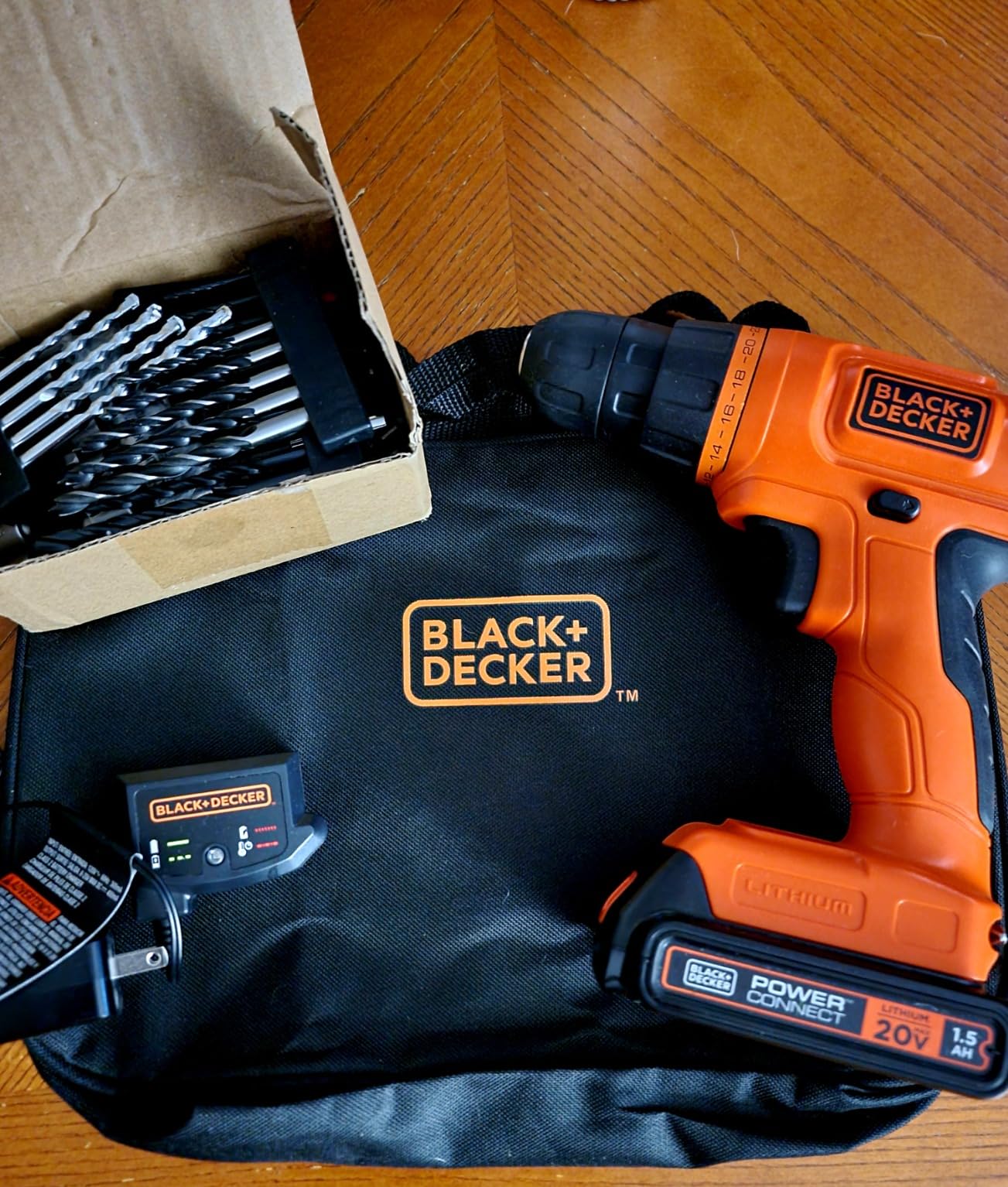 BLACK+DECKER 20V MAX* POWERCONNECT Cordless Drill Driver Kit with Drill Bit Set and Sockets, 100 pc. Tool Kit for Home, Battery and Charger Included, Orange (BDC120VA100) customer photo 1