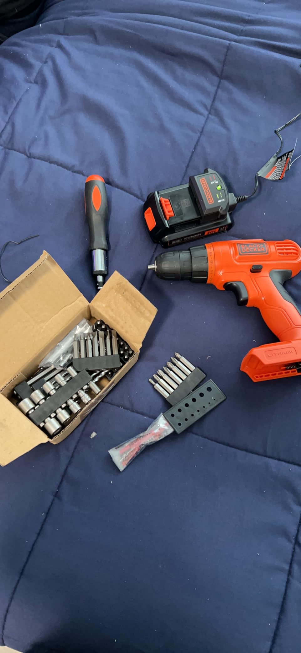 BLACK+DECKER 20V MAX* POWERCONNECT Cordless Drill Driver Kit with Drill Bit Set and Sockets, 100 pc. Tool Kit for Home, Battery and Charger Included, Orange (BDC120VA100) customer photo 2