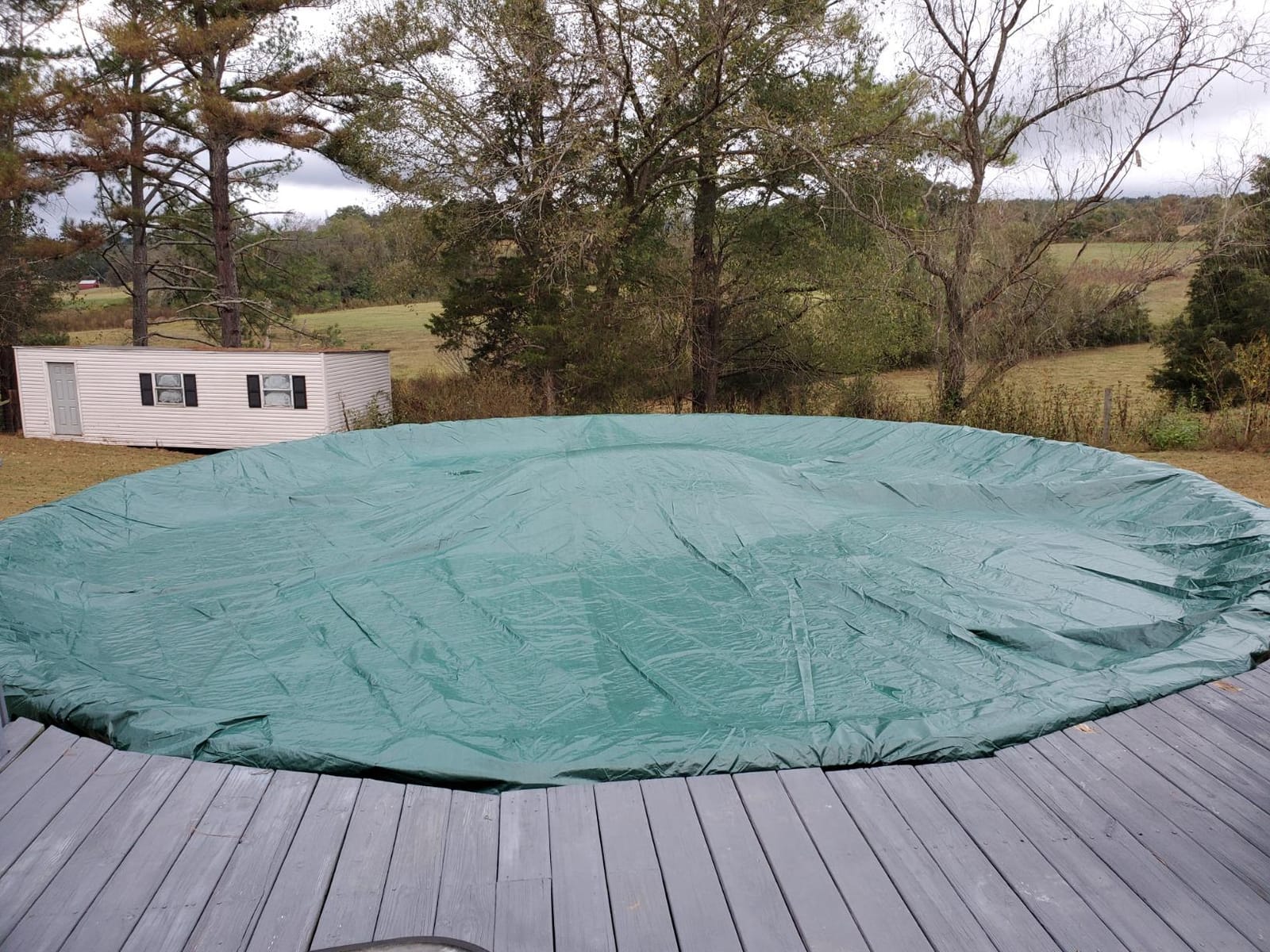 Robelle 28 ft Professional Supreme Winter Pool Cover for Above Ground Pool | Green Pool Cover, 4 ft Overlap (32ft Cover Size), Solid 12 x 12 Scrim, 3.7 oz/yd2, 125 GSM, 15-Year Warranty, Style: 3728-4 customer photo 1