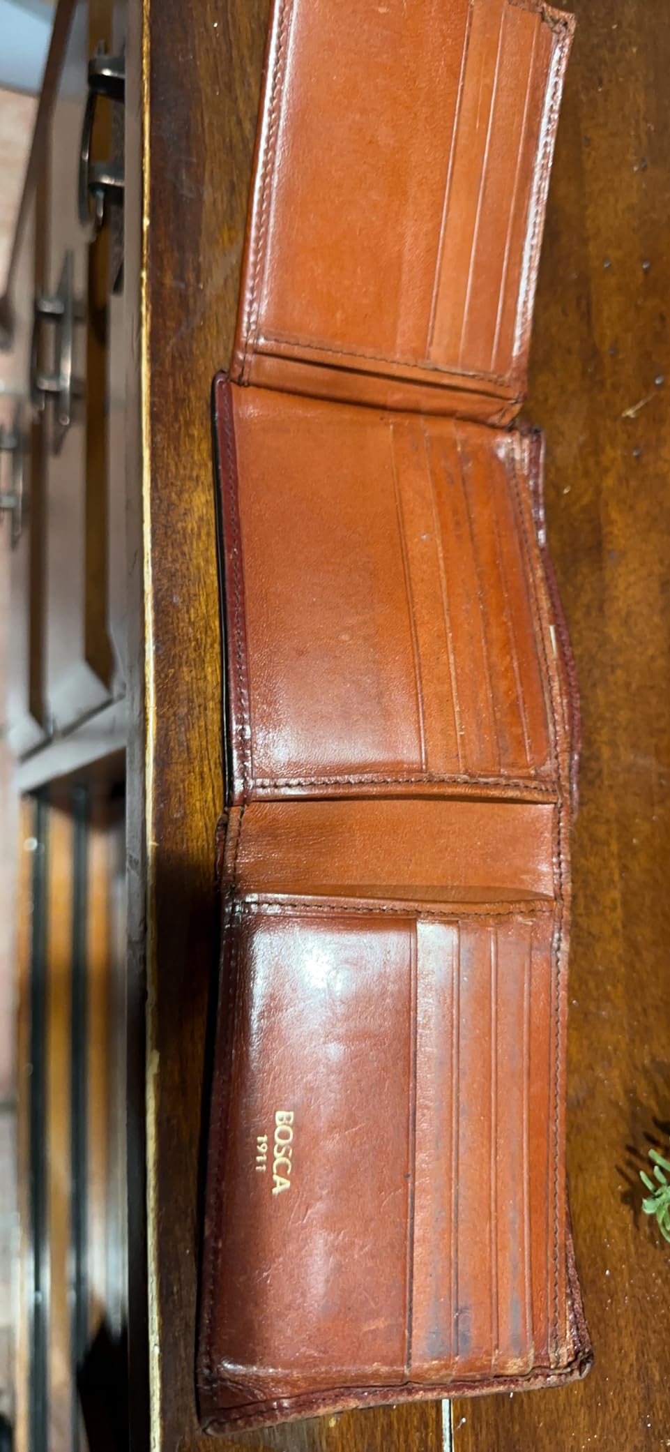 Bosca Men's Old Leather Bifold Wallet with ID Window and Card Slots - Italian Leather, Durable and Stylish - Amber Brown customer photo 2