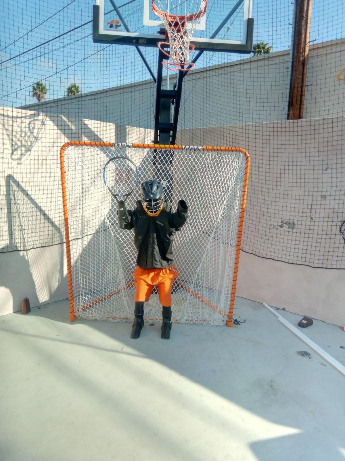 EZGoal Lacrosse Folding Goal, 6 x 6-Feet, Orange customer photo 1