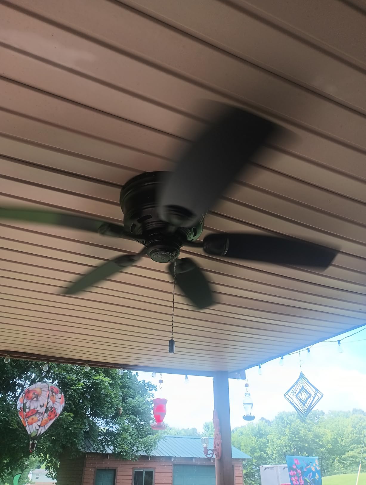 Hunter Sea Wind, Outdoor or Indoor, Ceiling Fan, No Light, 48 inch, White | Low Profile Flush Mount, Pull Chain, 5 Blades, For Living Room, Patio, Porch, Garage, 53119 customer photo 1