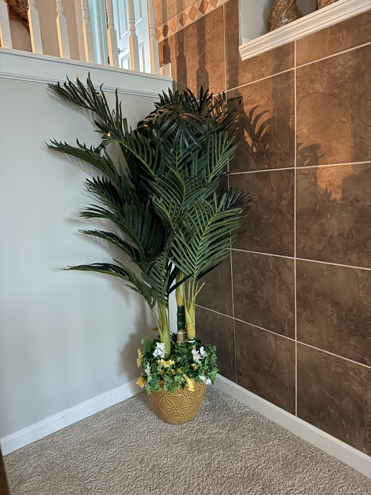 Nearly Natural 4 ft Artificial Golden Cane Palm Tree with Nursery Pot | Double-Stalk, Lush Realistic Foliage, Indoor Faux Palm Plant, Living Room Decor, Perfect Tropical Decoration customer photo 1