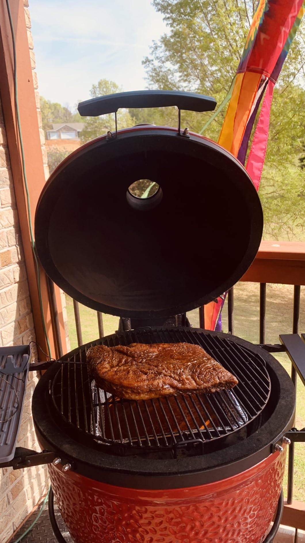 Kamado Joe Classic Joe I Premium 18-inch Ceramic Charcoal Grill and Smoker in Red with Cart, Side Shelves, Grill Gripper, and Ash Tool. 250 Cooking Square Inches, 2 Tier Cooking System, Model KJ23RH customer photo 1