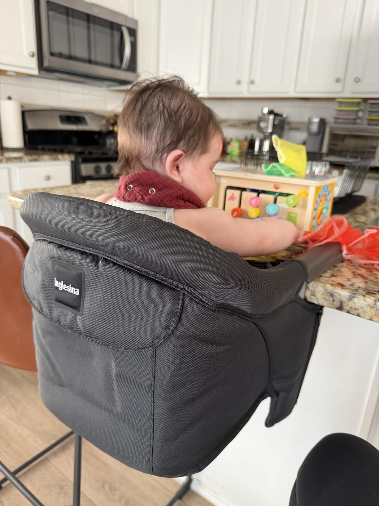 Inglesina Fast Table Chair, Black - Portable Baby High Chair - for Babies & Toddlers up to 37 lbs - Collapsible Design - Fits Tables 0.8'' to 3.5'' Thick - Compact & Easy to Use - Travel Bag Included customer photo 2