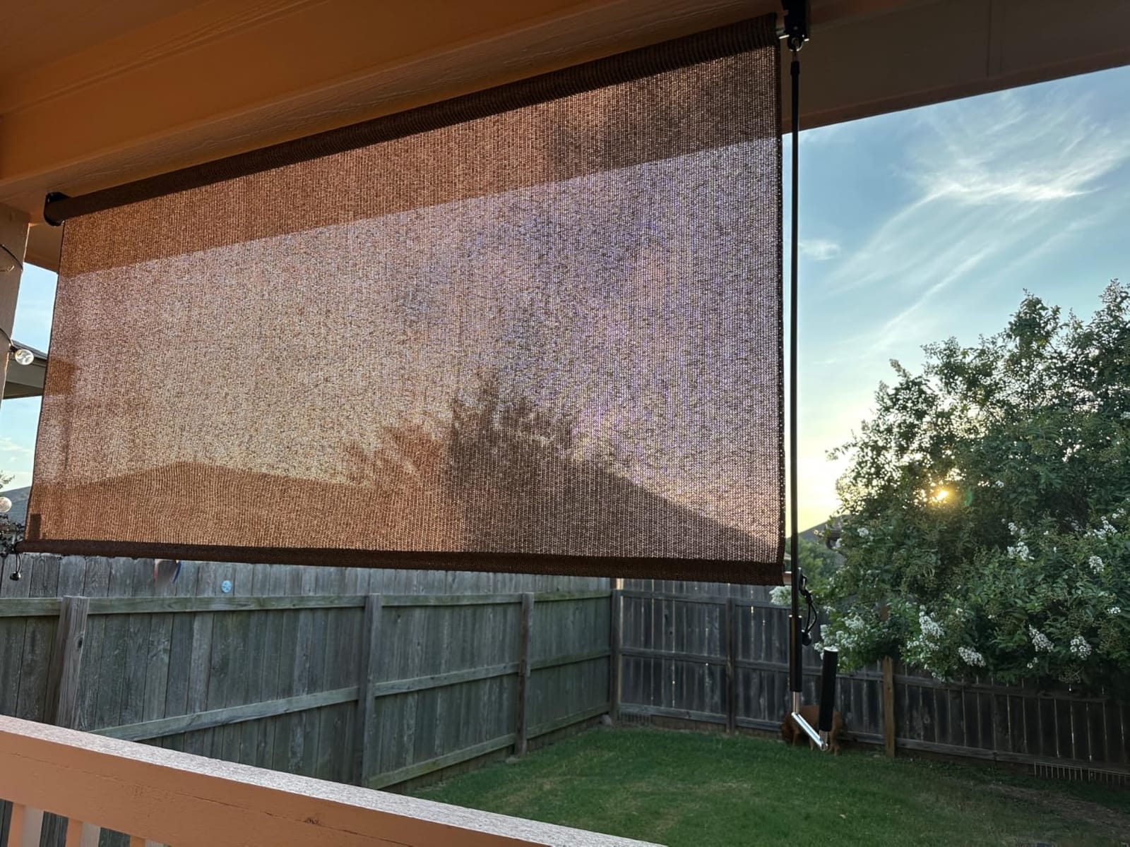 Coolaroo Outdoor Roller Shade with Wand - 95% UV Block Breathable Light Filtering Shade for Patio or Porch, Fade-Resistant, Easy-Clean Fabric, 8ft x 8ft, Pebble customer photo 1