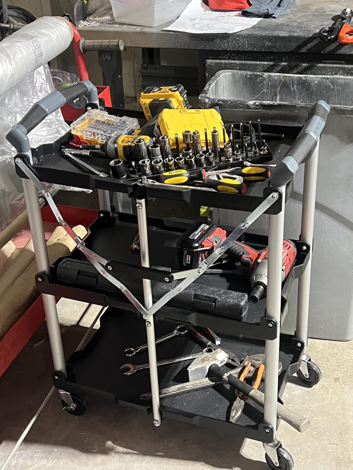 Olympia Tools 85-188 Pack-N-Roll Folding Collapsible Service Cart, 150LB Capacity, Black customer photo 2