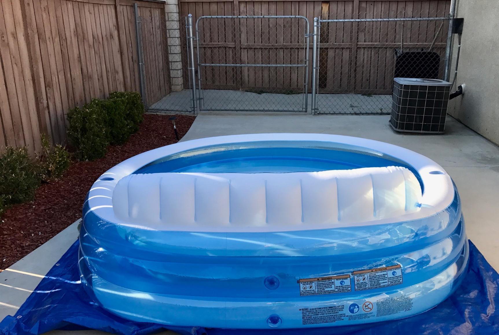 INTEX Round Family Lounge Inflatable Swimming Pool for Kids and Adults | 57190EP - Outdoor Backyard Swim Center with Built-In Bench & Drink Holders, 90in x 86in x 31in customer photo 1