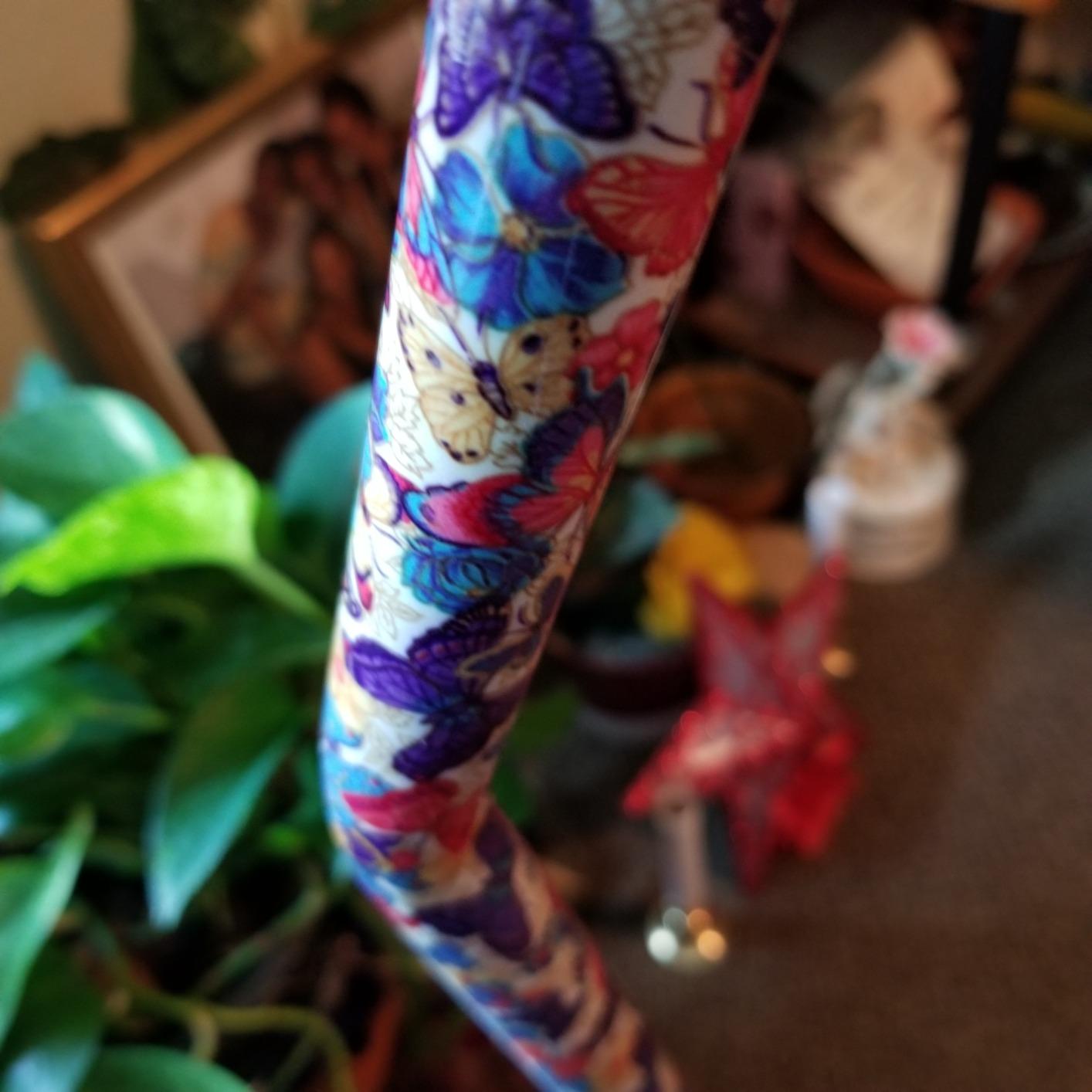 Nova Joy Designer Offset Quad Cane for Seniors - Unisex Adjustable Lightweight Walking Aid with Foam Handle, Wrist Strap and Anti-Rattle Lock - Essential Mobility Support - Maui Flowers customer photo 2