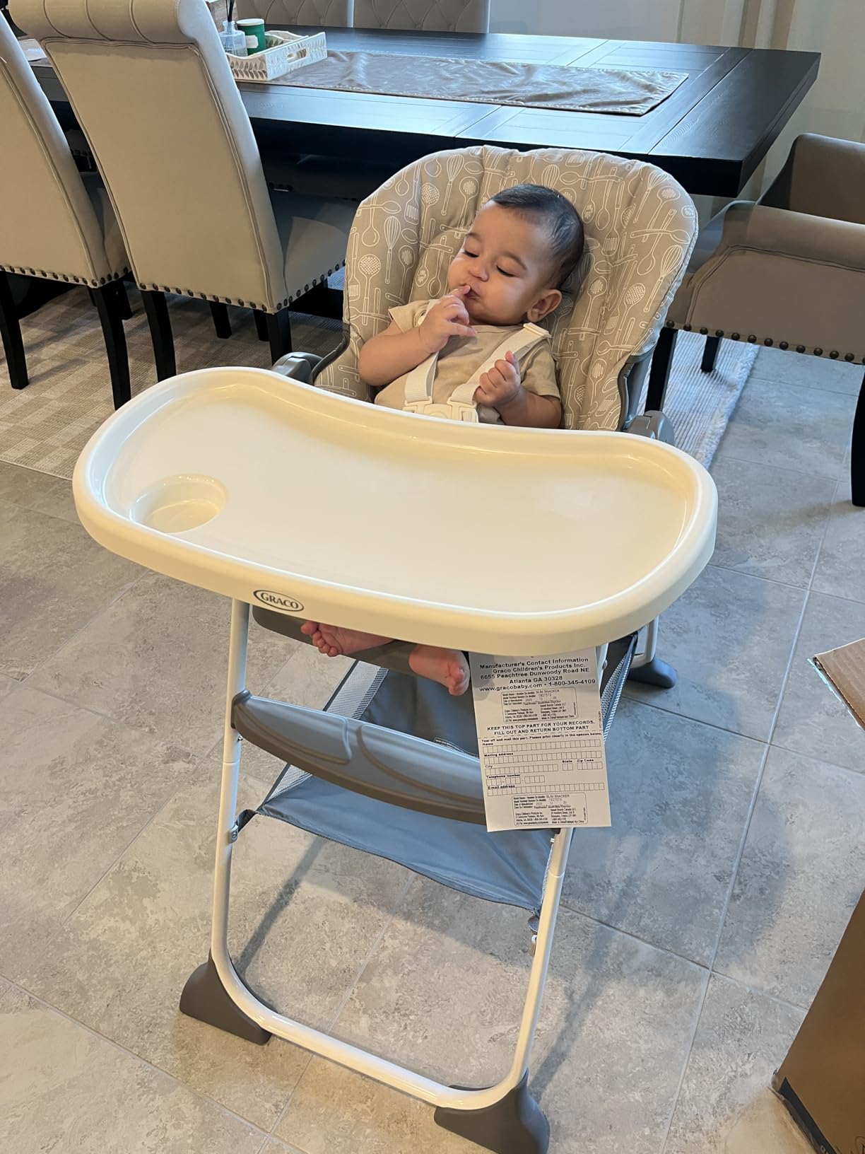 Graco Slim Snacker High Chair, Ultra Slim, Fast-Folding, Multiple Recline Positions, Comfortable Feeding, Whisk customer photo 1