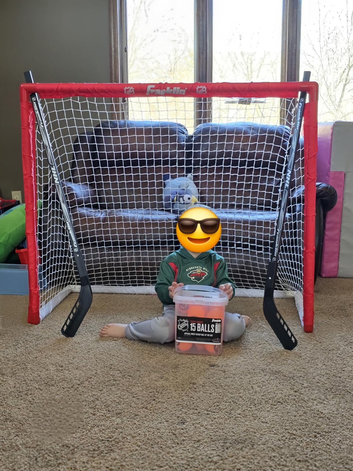 Franklin Sports Hockey Goal, Ball, and Stick Set - NHL | Driveway Fun for Beginners, Complete Starter Kit, Lightweight PVC Frame, Durable Pre-Fit Netting, For Junior Players customer photo 1