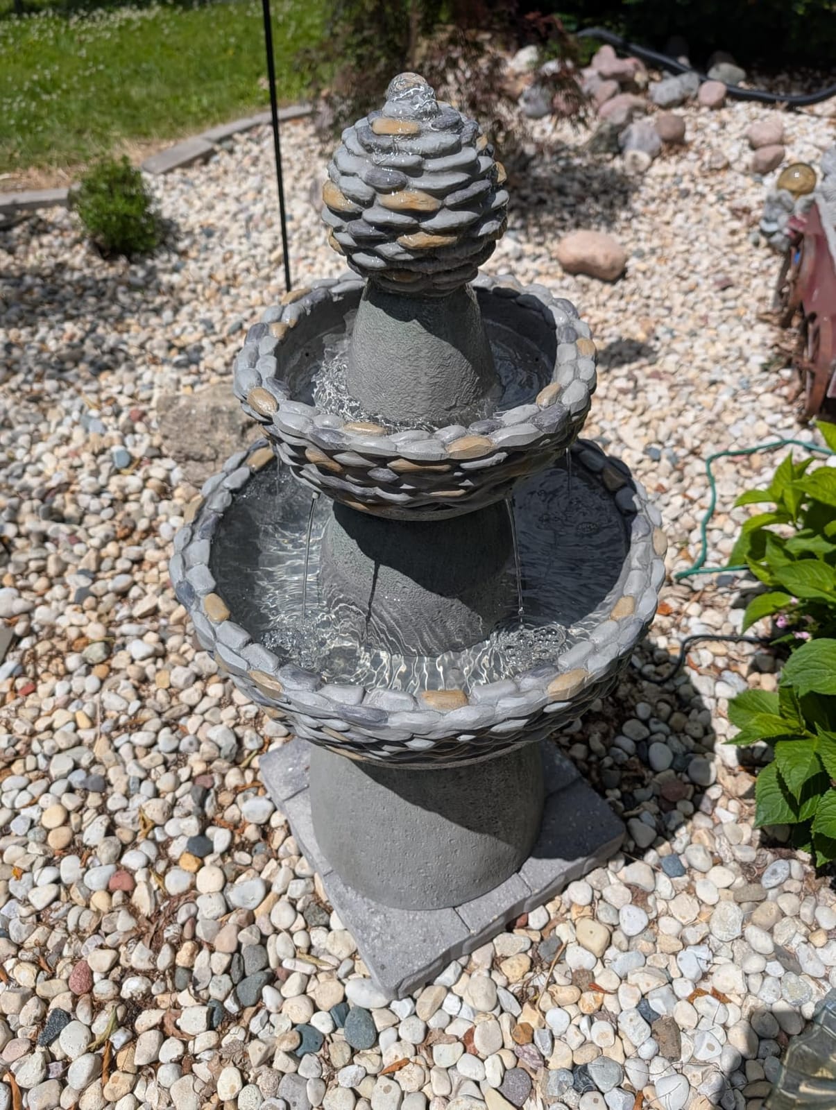 Teamson Home 36.5 in. Outdoor 3-Tier Zen-Style Pedestal Water Fountain with Stone Trim with Pump and 2.64 Gallon Capacity, Stone Gray customer photo 2