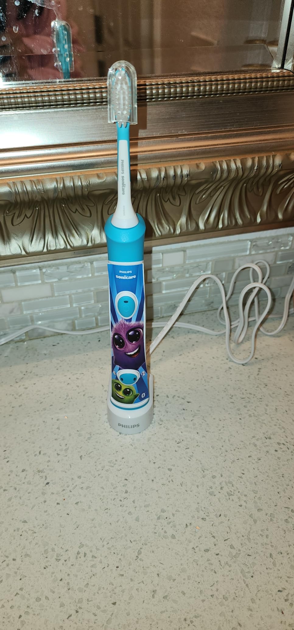 Philips Sonicare for Kids 3+ Bluetooth Connected Rechargeable Electric Power Toothbrush, Interactive for Better Brushing, Turquoise, HX6321/02 customer photo 1