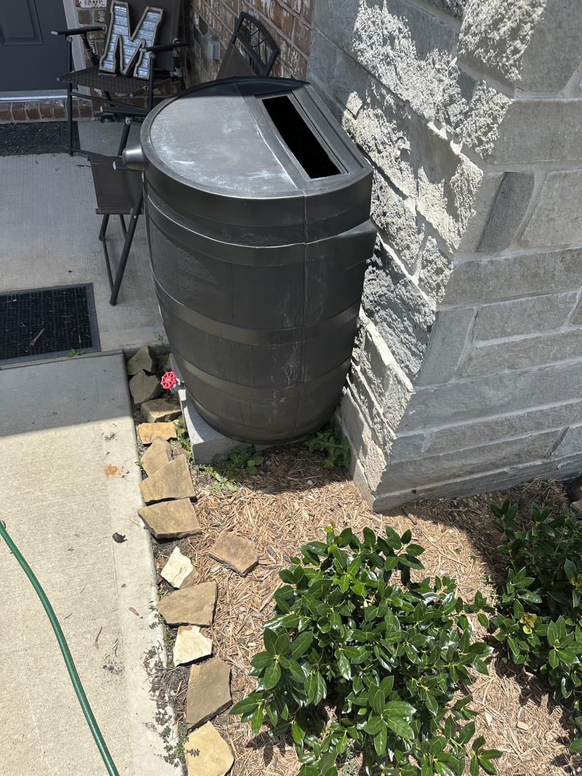 RTS Home Accents 50-Gallon ECO Rain Barrel Made with 100% Recycled Plastic, Flat Back Rain Water Collection Barrel, Black customer photo 2