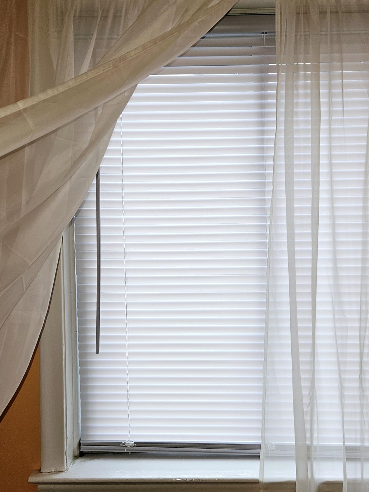 Cordless Light Filtering Mini Blind, 27 x 64 in, Pearl White customer photo 1