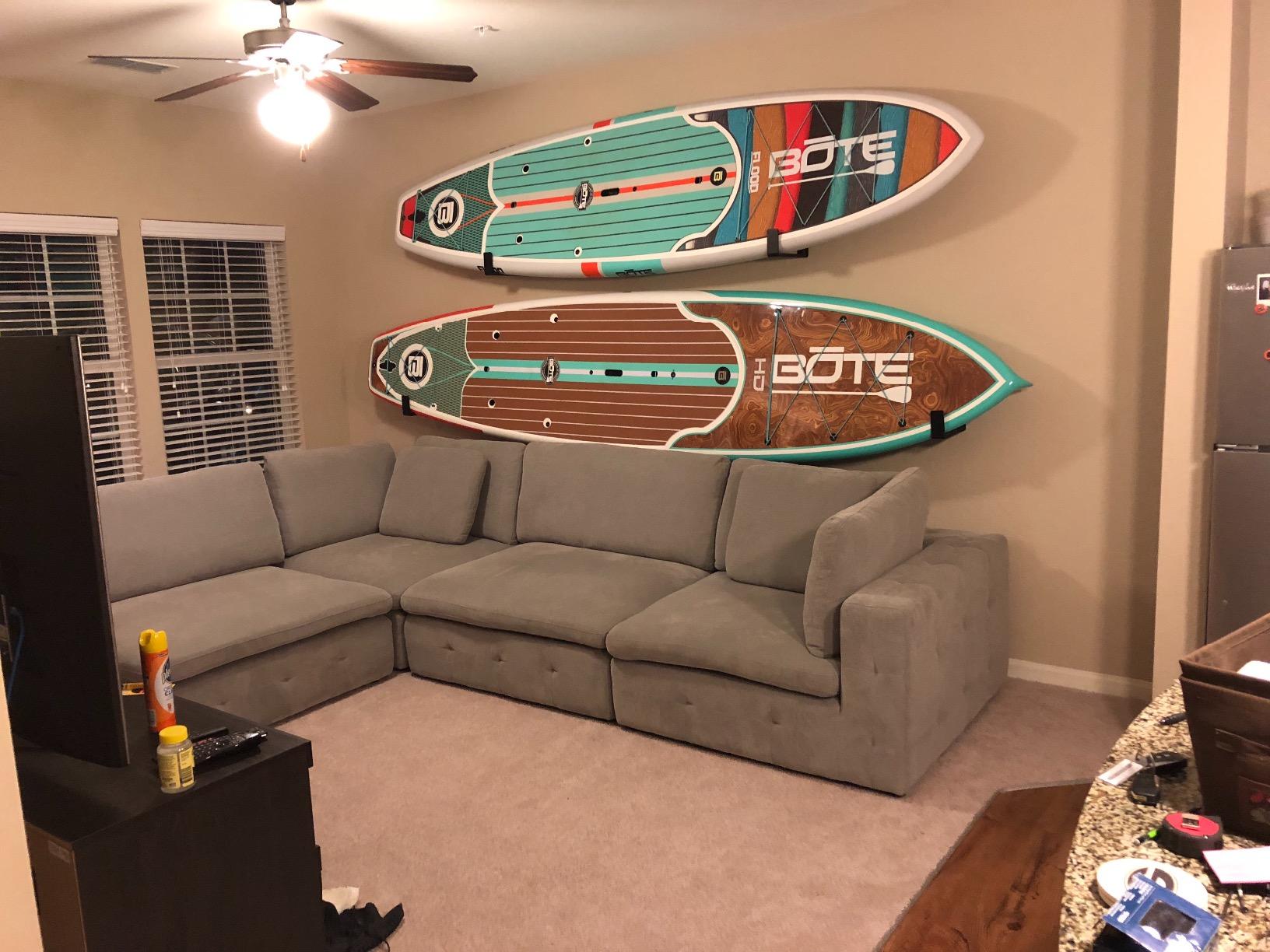 StoreYourBoard Paddle Board Wall Mount Rack, Felt Padded, Holds 50 lbs | Paddle Board Wall Rack, SUP Storage Rack, Paddle Holder, Aluminum customer photo 2