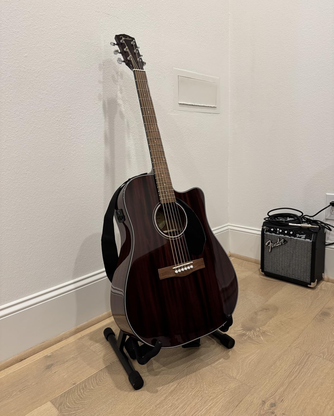 Fender CD-60SCE Solid Top Dreadnought Acoustic-Electric Guitar - All Mahogany Bundle with Hard Case, Instrument Cable, Strap, Tuner, Picks, Strings, and Austin Bazaar Instructional DVD customer photo 2