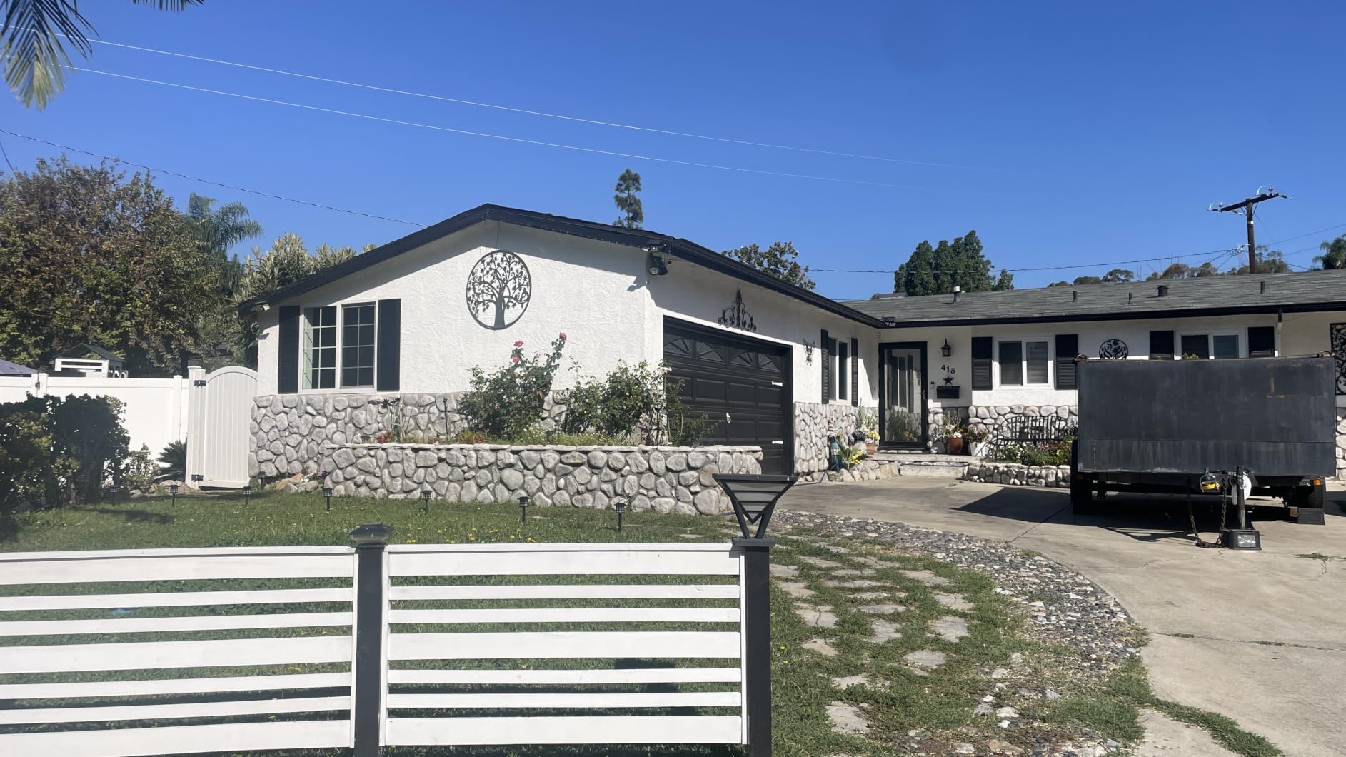 Ekena Millwork Lifetime Vinyl LL1S14X03600BL Standard Cathedral Top Center Mullion, Open Louver Vinyl Shutters, w/Installation Shutter-Lok's & Matching Screws (Per Pair), 14 1/2
