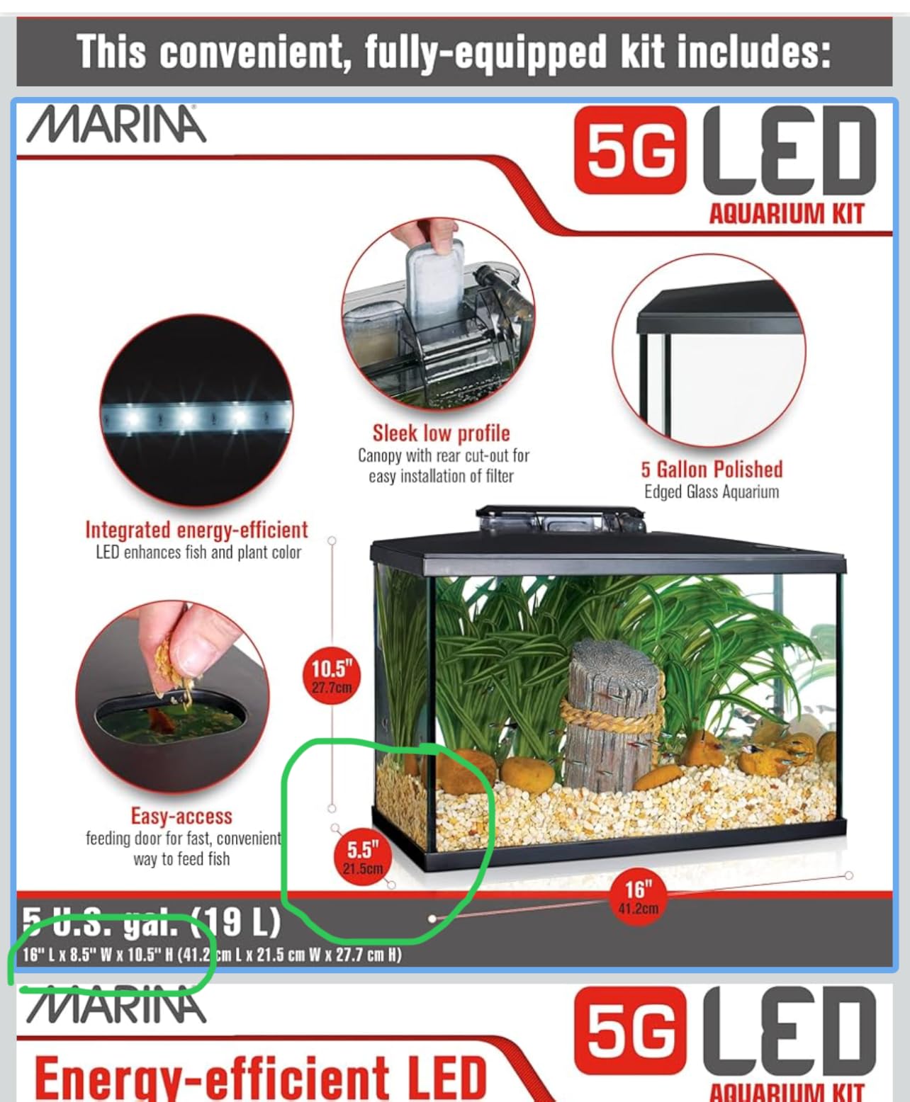 Marina 5 Gallon LED Aquarium Kit | Ideal for Beginner Aquarists and New Fish-Keepers customer photo 2