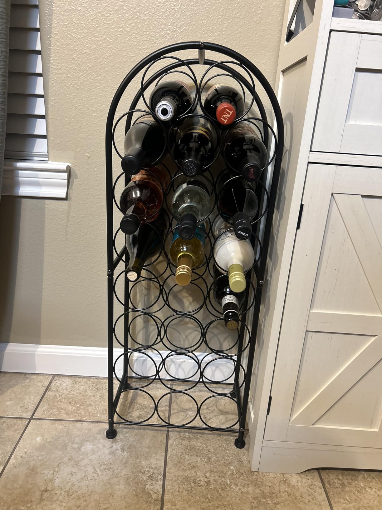 Sorbus Mini Freestanding Floor Wine Rack, Bottle Storage (23 Bottle, Black) | Compact Bordeaux-style metal display for home bars, kitchens or cellars; holds bottles in an elegant, distinctive stand. customer photo 1