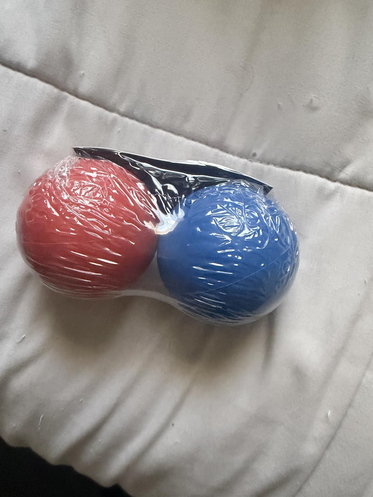 Massage Lacrosse Balls for Myofascial Release, Trigger Point Therapy, Muscle Knots, and Yoga Therapy. Set of 2 Firm Balls (Blue and Red) customer photo 2