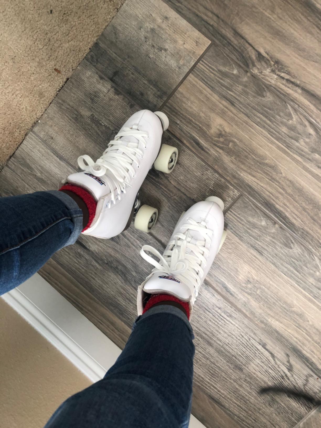 Sure-Grip White Fame Roller Skates for Women | Made of Nylon & Aluminum - 57mm Polyurethane Indoor Wheels for Skating - Super X Trucks Extended Support for Larger Sizes customer photo 2