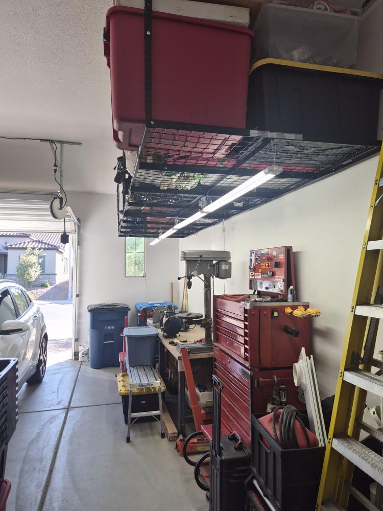 FLEXIMOUNTS 4x8 Overhead Garage Ceiling Storage Rack Organization, Black, 750lbs Weight Capacity, 22