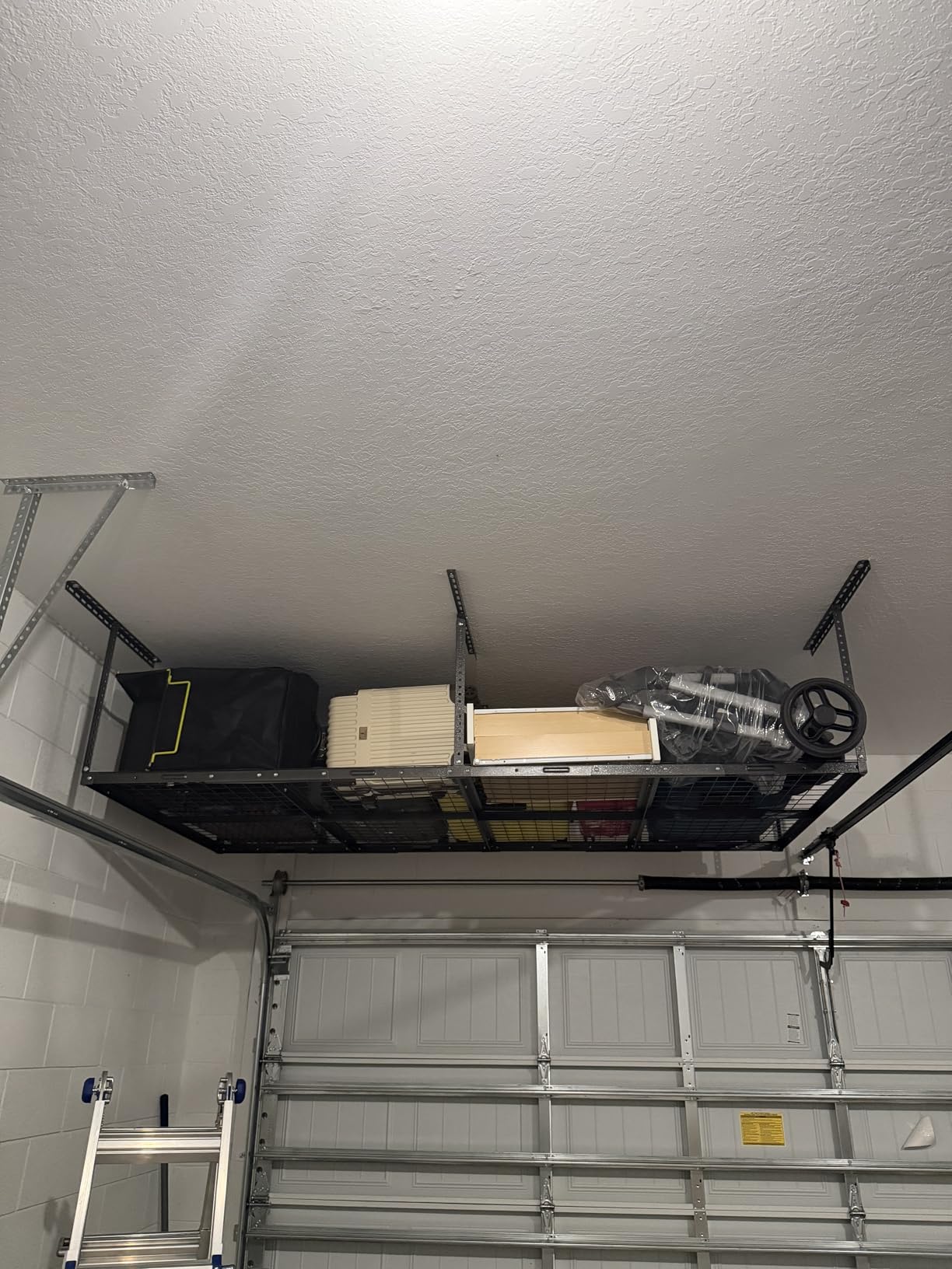 FLEXIMOUNTS 4x8 Overhead Garage Ceiling Storage Rack Organization, Black, 750lbs Weight Capacity, 22