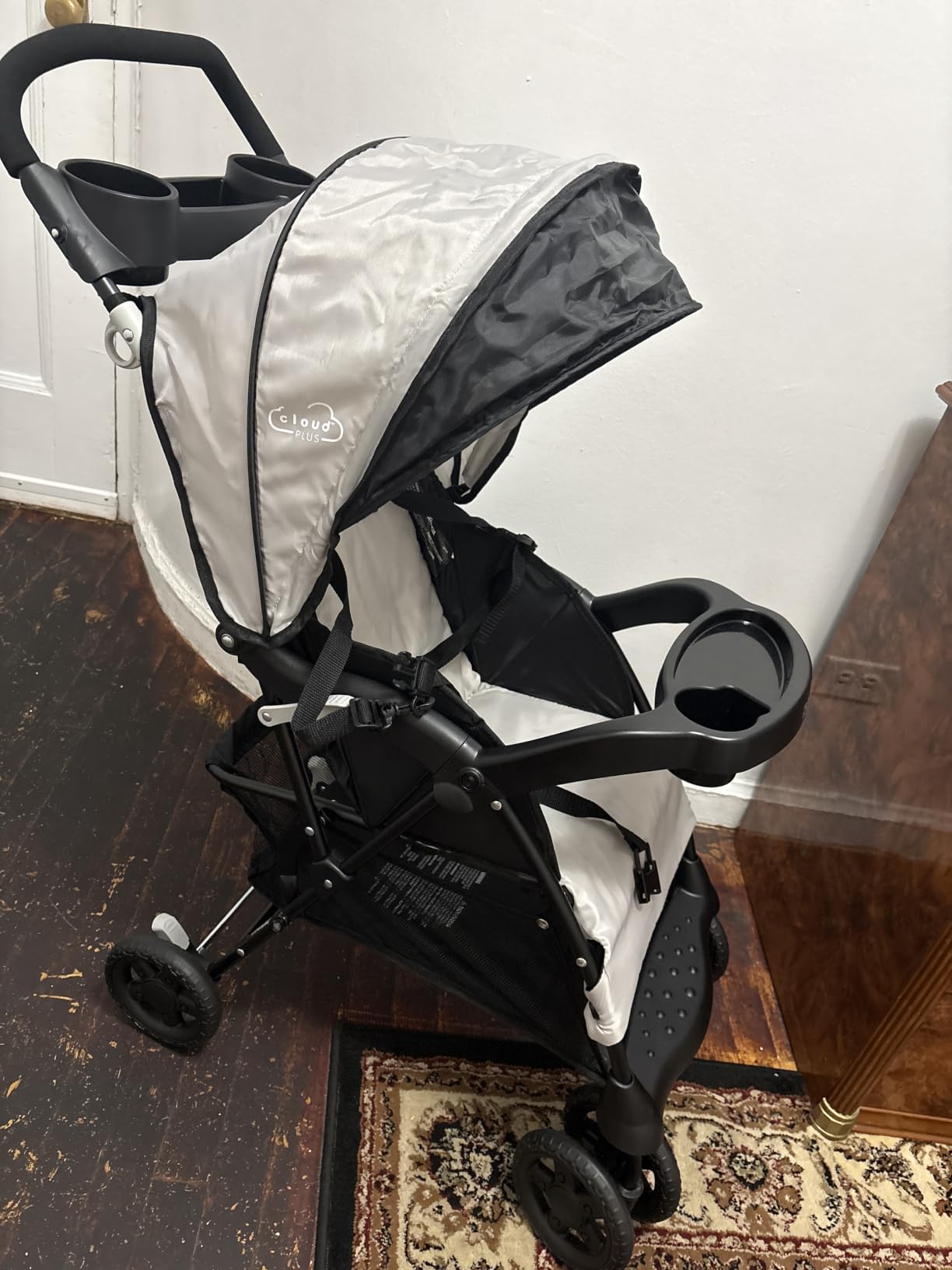 Kolcraft Cloud Plus Lightweight Umbrella Stroller for Toddlers with Reclining Seat, Large Storage Basket, Canopy, Infant & Parent Trays, Compact Fold for Summer Travel, Durable Frame, Slate Gray customer photo 2