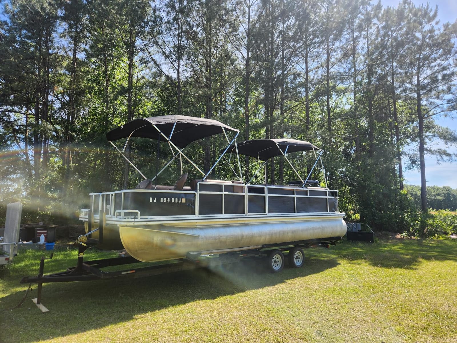 MSC 3 Bow 4 Bow Bimini Top Boat Cover, Waterproof Solution Dyed Polyester Made, 2 Support Poles & 4 Adjustable Straps Included customer photo 1