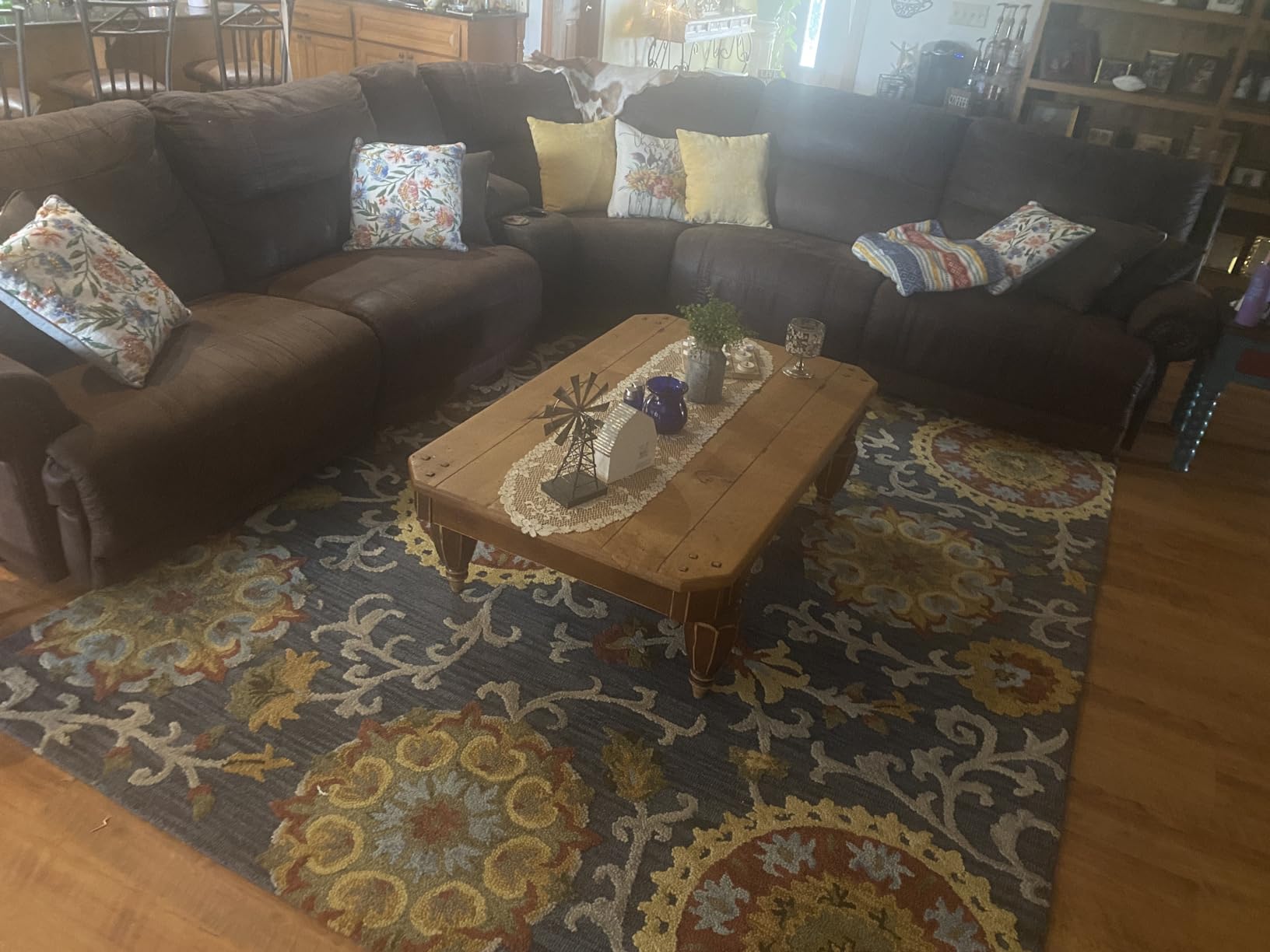 SAFAVIEH Area Rug 8x10 - Blossom Collection - Large - Charcoal & Multi, Handmade Wool, Ideal for Living Room, Bedroom, Office, Dining Space (BLM401A) customer photo 1