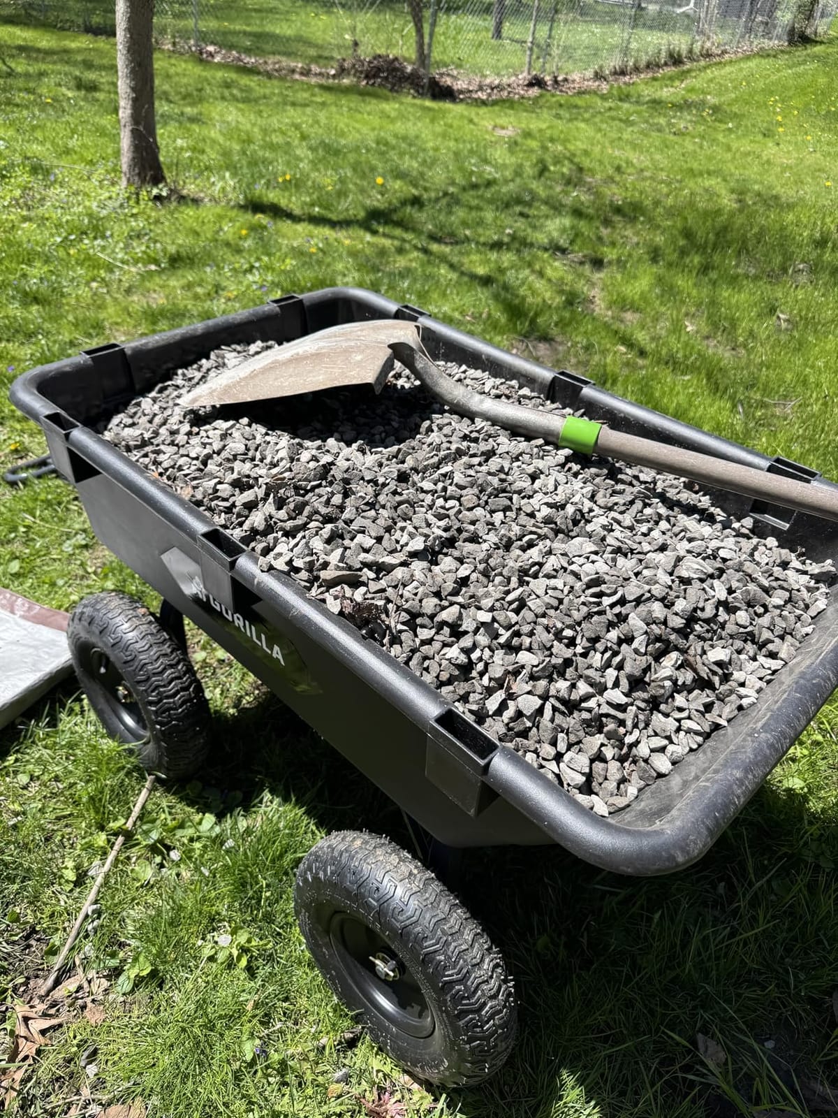Gorilla Carts Poly Dump Cart, 600 lb. Capacity, 4 Cu ft, Quick Release Dump | Pneumatic Tires, Patented quick-release dumping, For yard, landscaping & gardening, Rust-resistant poly bed, Easy assembly customer photo 1