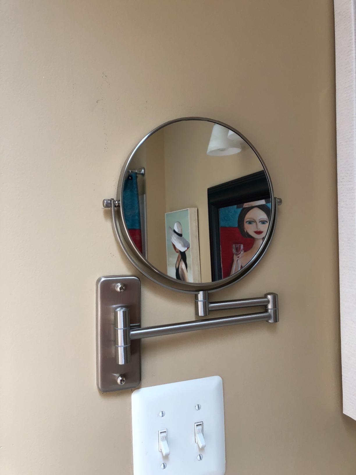 Wall Mounted Makeup Mirror - 1X/10X Magnifying Mirror Double Sided, 8 Inch Extendable Bathroom Mirror, Nickel Finish customer photo 1