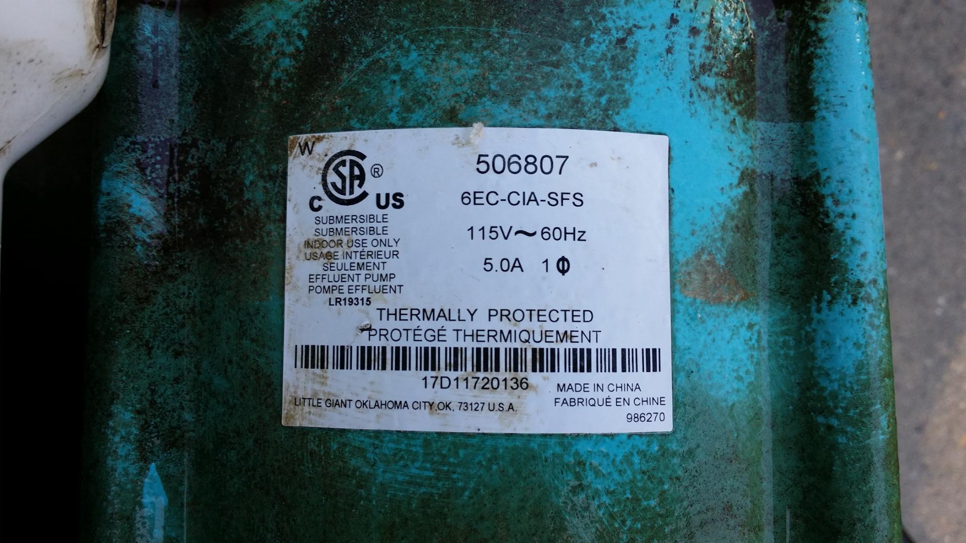 Little Giant 1/3 HP Cast Iron Submersible Sump/Effluent Pump, Blue | Automatic Snap-Action Float Switch, Polypropylene Base, 10-Foot Cord, 3180 GPH, 115V, 1-Phase, Model 6EC-CIA-SFS customer photo 2