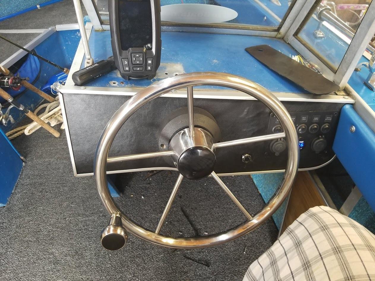 Amarine Made Destroyer Style Stainless Boat Steering Wheel, Marine Steering Wheel 5 Spoke 13-1/2 Inch, Stainless Steel Wheel for boat with Big Size Knob customer photo 2