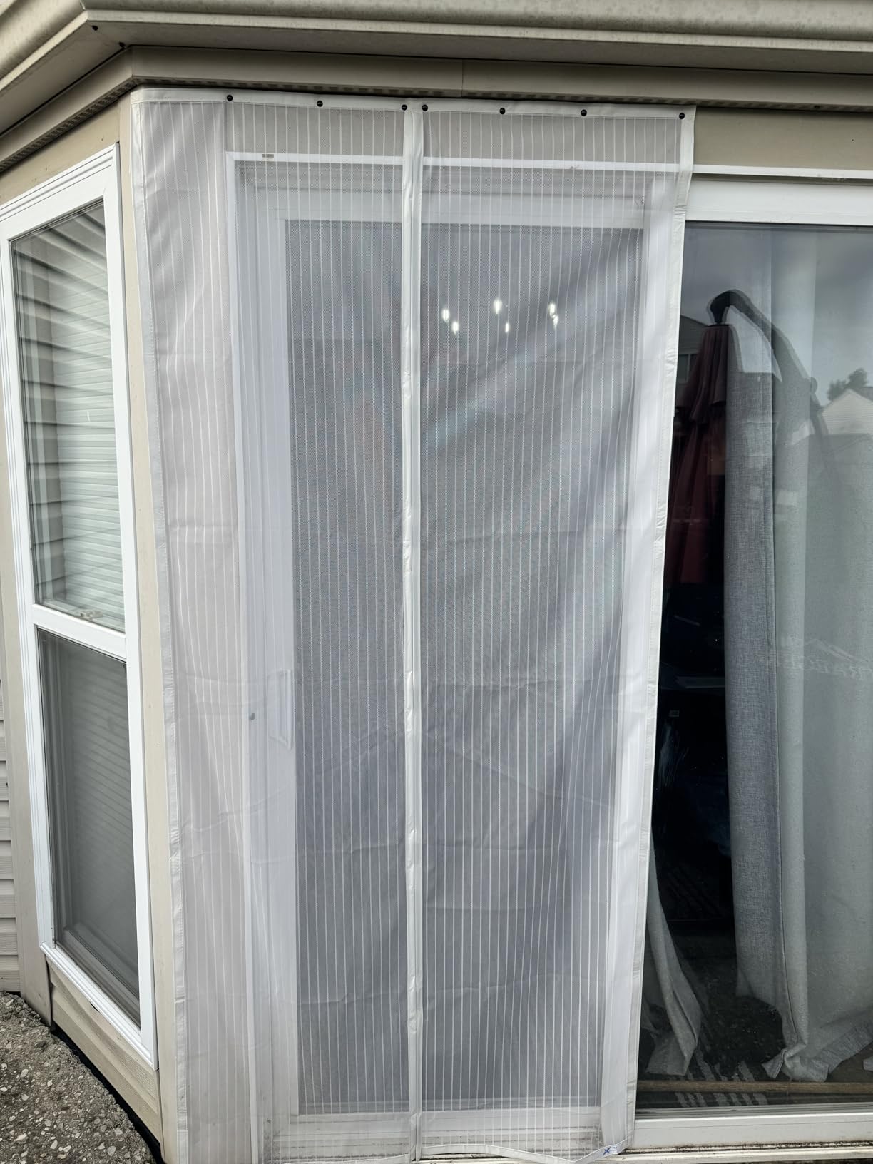 Flux Phenom Magnetic Screen Door - Bugs Out, Breeze in - 9min Install Auto-Sealing Heavy Duty Double Stitched Mesh, 52 Magnets, Hands Free Sliding & Patio Doors Net, Pet & Kid Friendly, 38 x 82 Inch customer photo 2