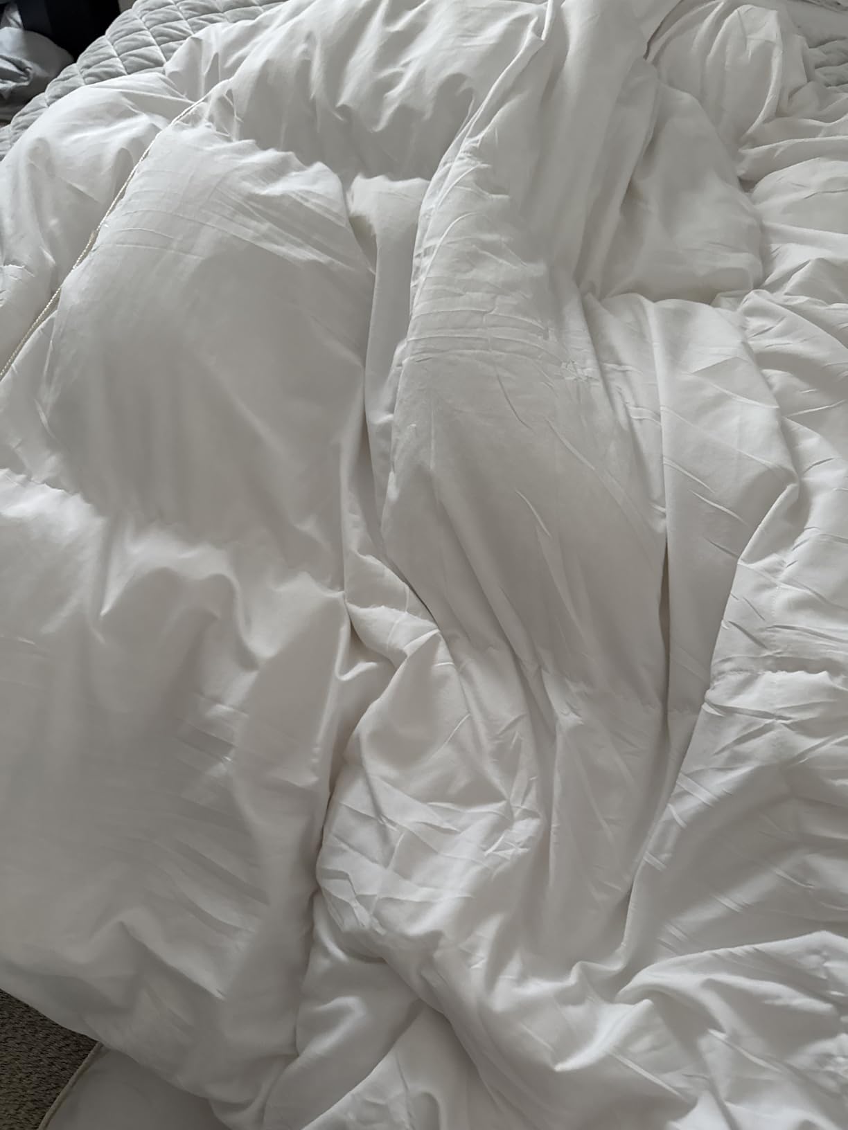 Luxurious King/California King Size Goose Down Fiber Waterfowl Feather Fiber Comforter Duvet, 100% Cotton Cover, 58 oz. Fill Weight, Baffle Box Design, White Solid customer photo 1