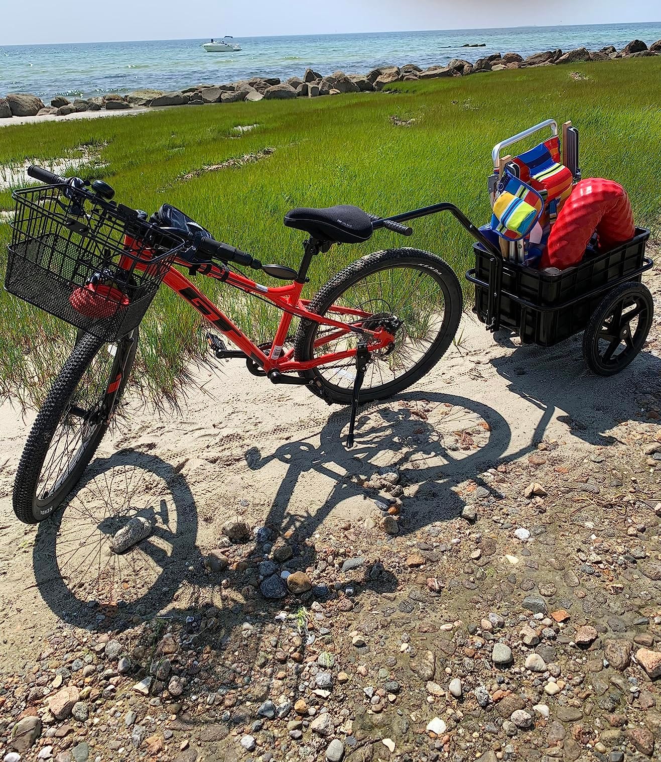 Aosom Bicycle Cargo Trailer with Waterproof Cover, Bike Wagon Trailer | Removable Box, Two 16in Wheels customer photo 2