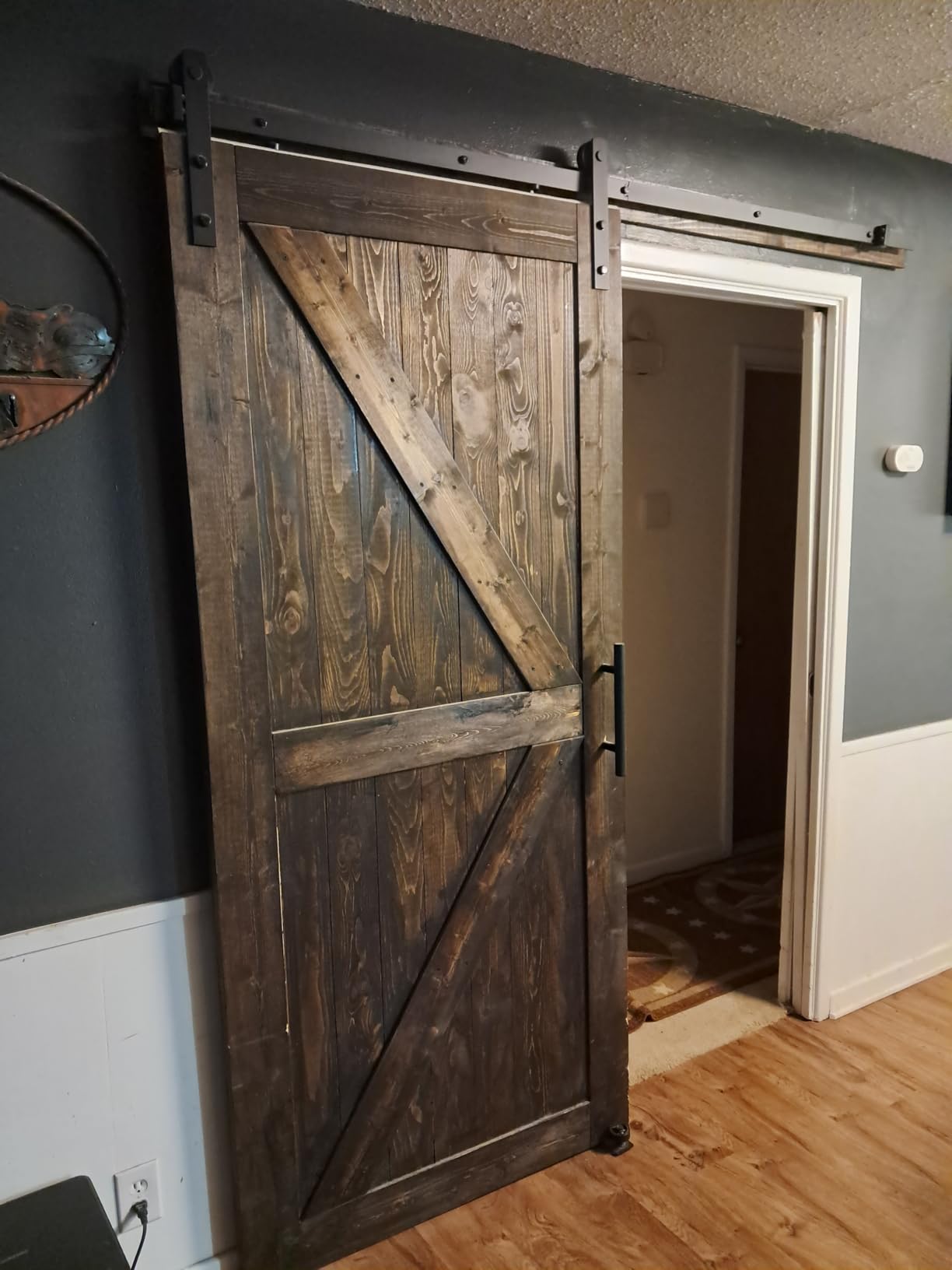 SMARTSTANDARD 6.6ft Sliding Barn Door Hardware kit, Fit 36-40in W Doorpanel, Barn Door Track, Sliding Door Hardware kit, Smoothly and Quietly, Heavy Duty Sturdy, Easy to Install, I Shape Hanger customer photo 1