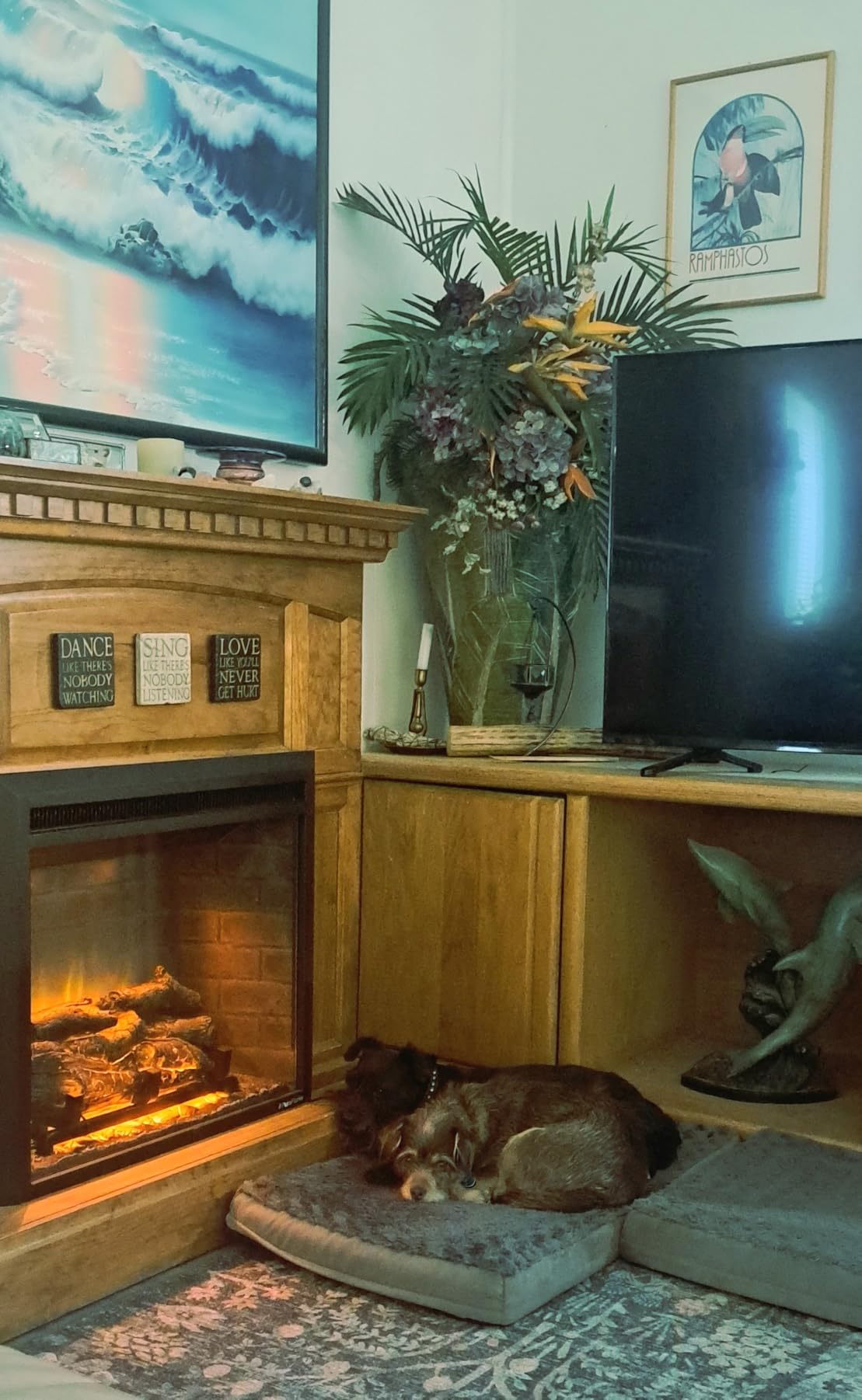 PuraFlame Western Electric Fireplace Insert with Fire Crackling Sound, Remote Control, 750/1500W, Black, 33 1/16 Inches Wide, 25 9/16 Inches High customer photo 2
