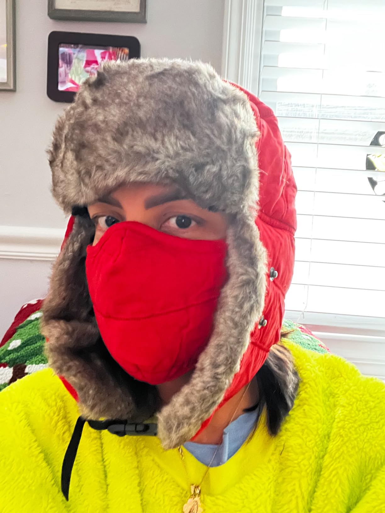 Men's Trooper Trapper Hat Warm Winter Hats with Removable Face Mask Earflaps Faux Fur Hunting Outdoor Hat customer photo 2