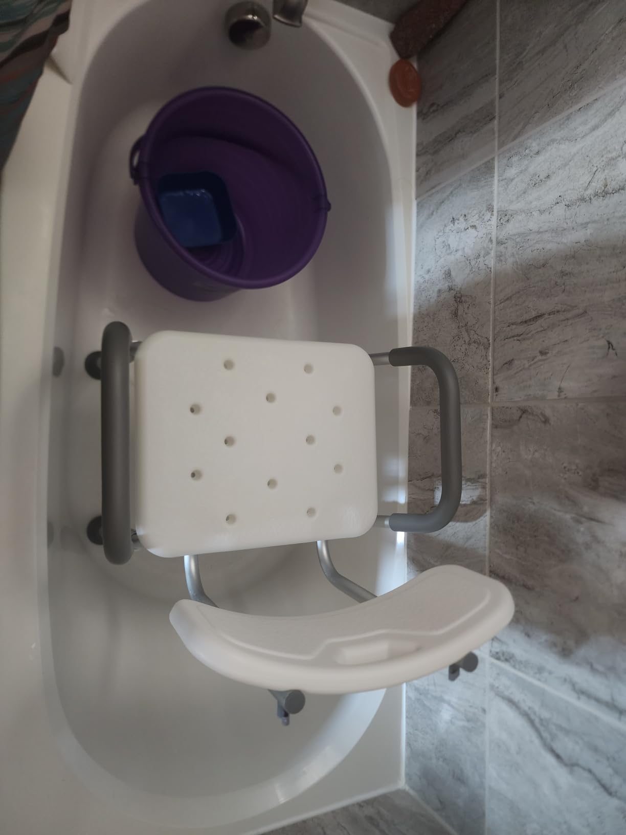 Medline Shower Chair Seat with Padded Armrests and Back | Heavy Duty Shower Chair for Bathtub | Slip Resistant Shower Seat with Adjustable Height | Shower Chair for Inside Shower with 350 lb Capacity customer photo 2
