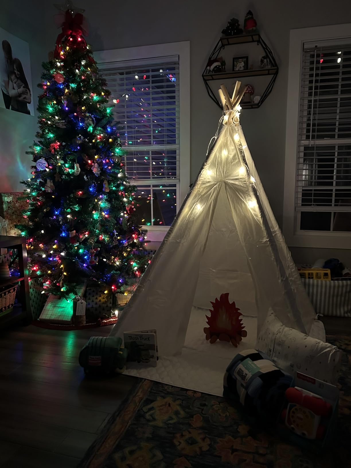 Little Dove Teepee Tent for Kids with Star Lights, Mat & Campfire Toy | Premium Cotton Canvas Play Tent with Carry Bag, Foldable Kids Tent for Reading, Pretend Play & Indoor Adventures, Ideal Gift customer photo 1