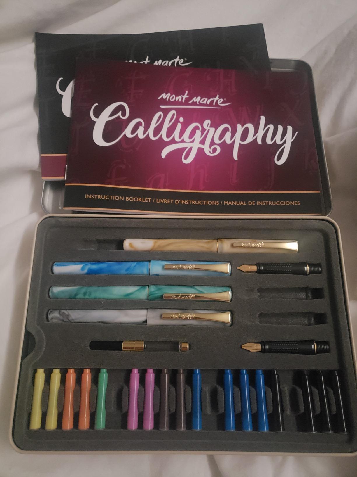 Mont Marte Calligraphy Set, 32 Piece. Includes Calligraphy Pens, Calligraphy Nibs, Ink Cartridges, Introduction Booklet and Exercise Booklet customer photo 2