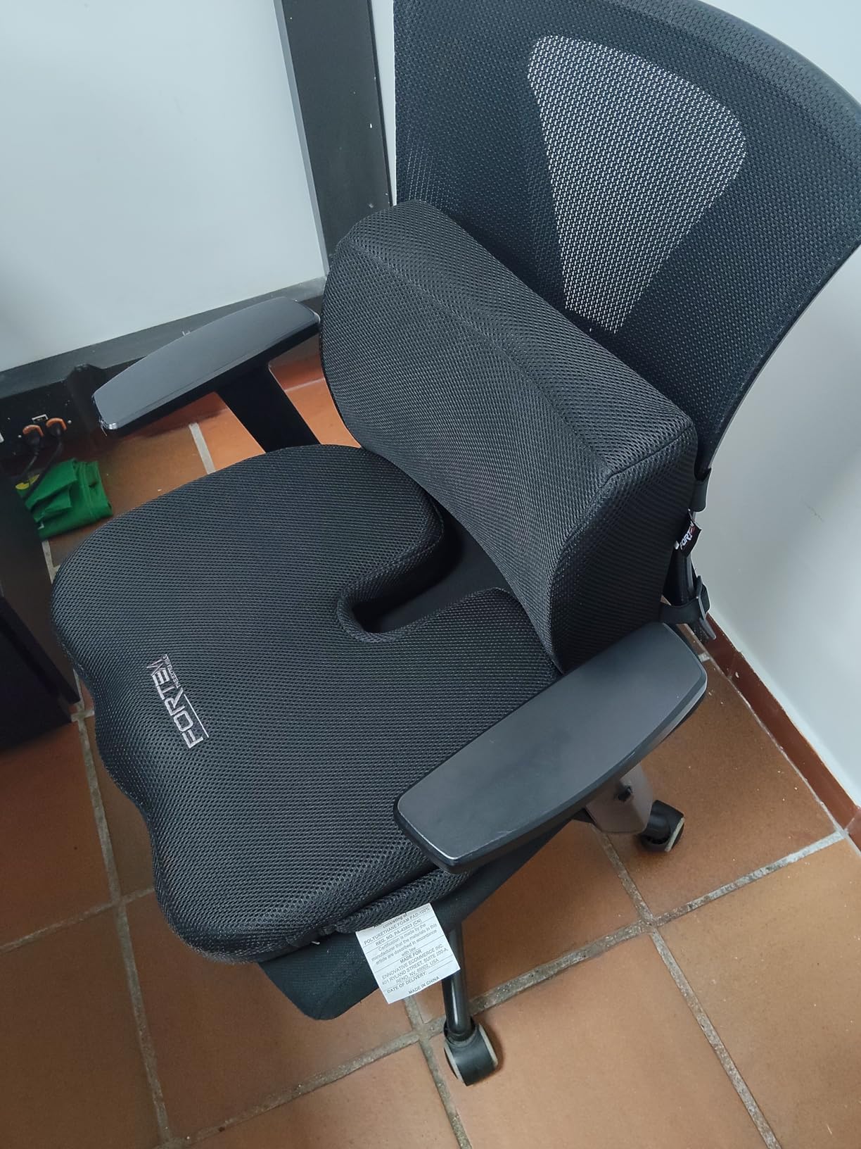 FORTEM Seat Cushion & Lumbar Support for Office Chair, Wheelchair, Car | Memory Foam | Ergonomic Design | Washable Cover | Non Slip | Black customer photo 1