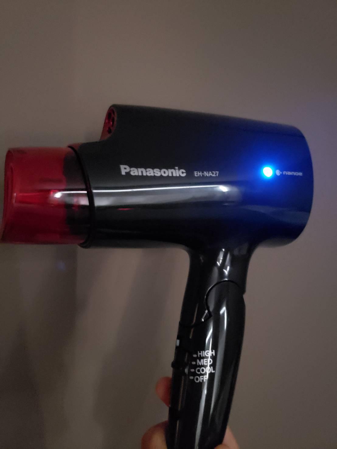 Panasonic nanoe Compact Hair Dryer for Healthy-Looking Hair, 1400W Portable, Folding Handling and Quickdry Nozzle for Fast Drying - EH-NA27-K (Black/Pink) customer photo 2