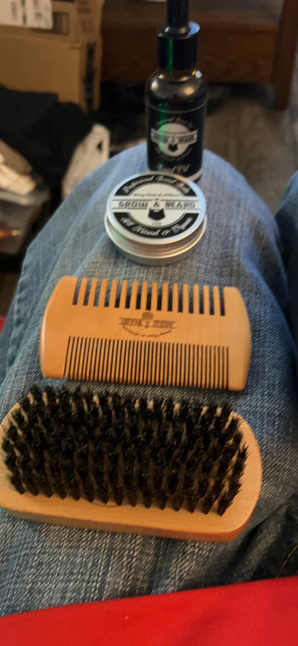 Beard Brush, Beard Comb, Beard Oil, & Beard Balm Grooming Kit for Men's Care, Travel Facial Hair Set for Growth, Styling, Shine & Softness, Great Gifts for Him, Fathers Day, Dad Gifts customer photo 2