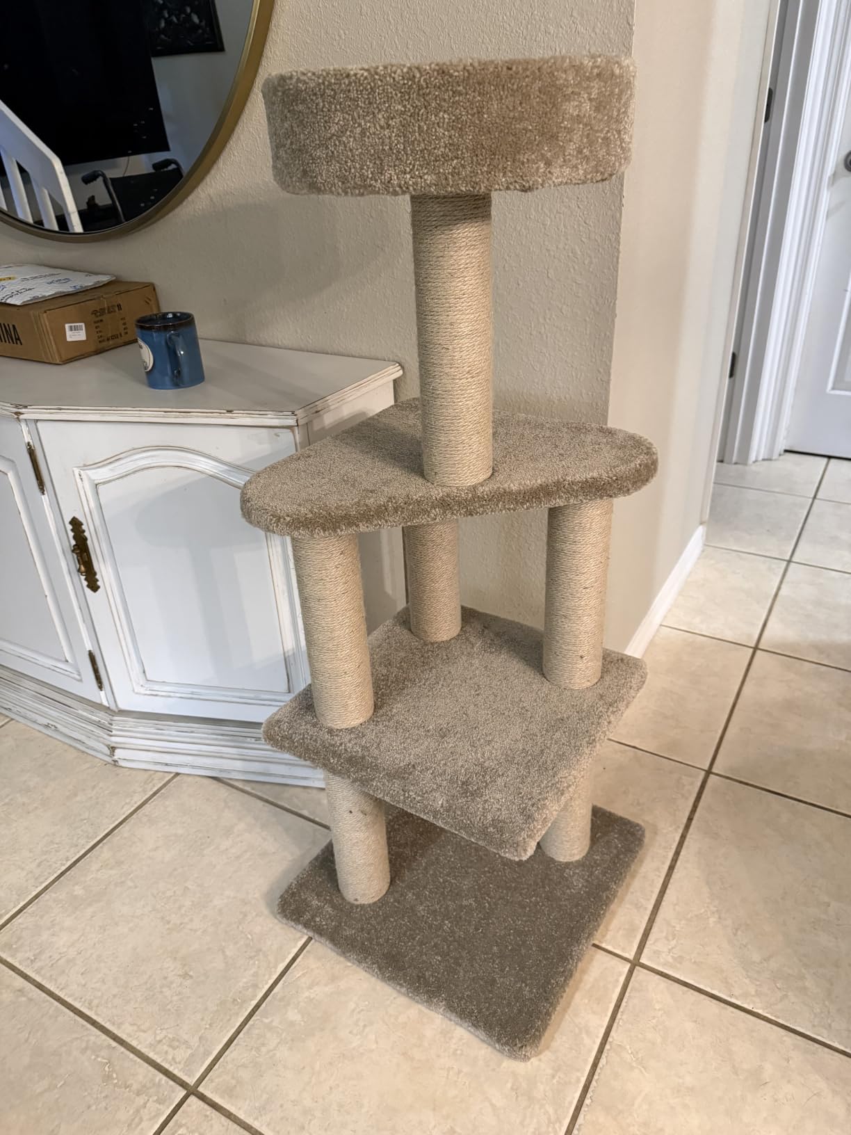 Amazon Basics Cat Tree Tower - Multi-Level Climbing Activity Center for Indoor Cats & Kittens with Scratching Posts, Platform, Jute Rope, Large (45.9
